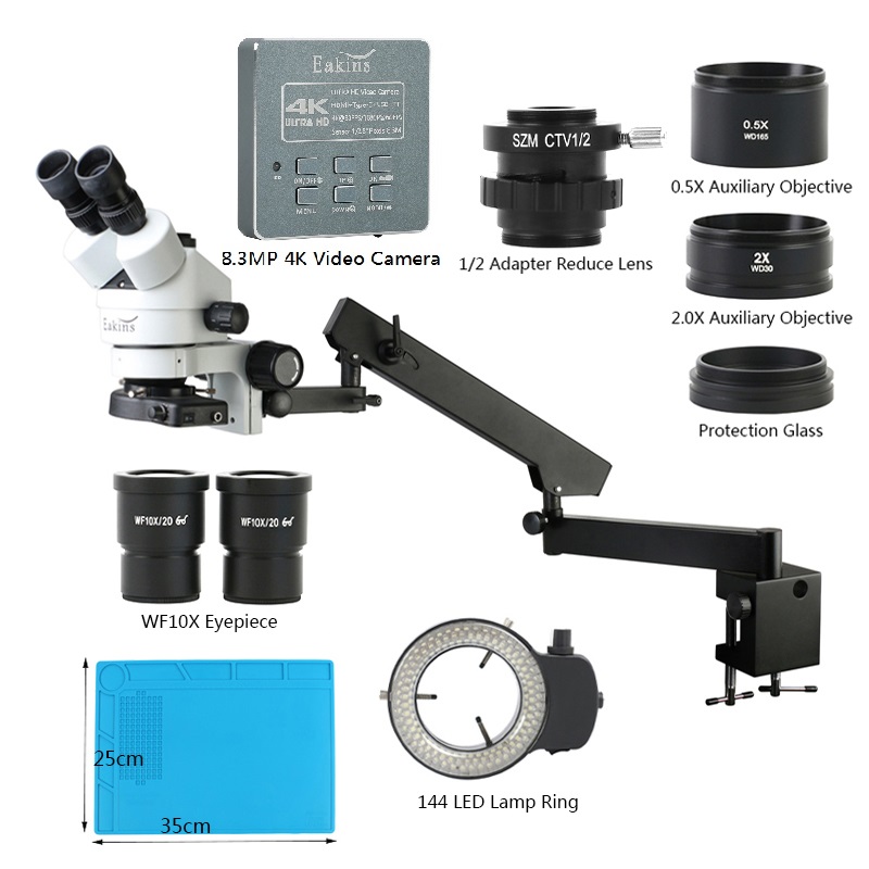 Trinocular Stereo Microscope 7X-45X - Simul focal zoom 3,5 X-90X Gelenk
