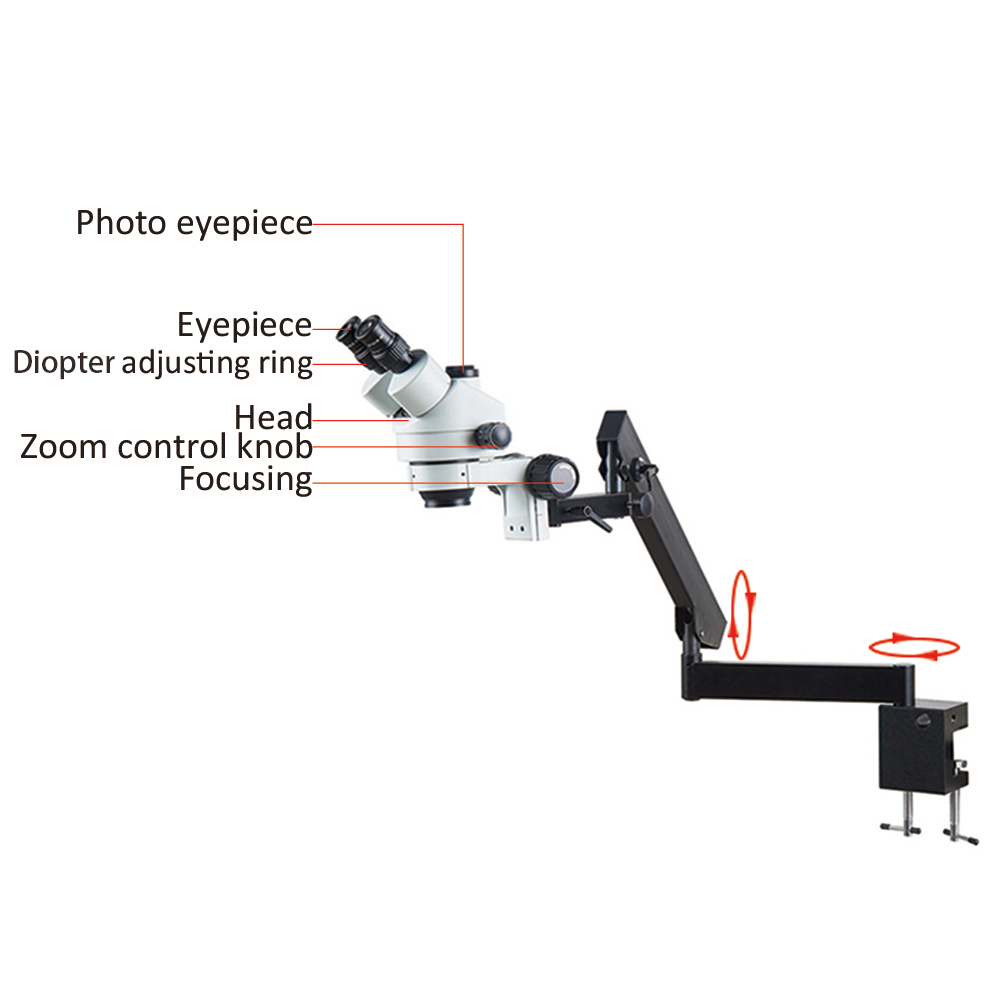 Verstellbarer Gelenkarm Faltba – Trinocular Stereo Microscope 7X-45X Bewertung und Preis